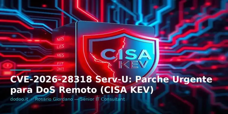 CVE-2026-28318 Serv-U: Parche Urgente para DoS Remoto (CISA KEV)