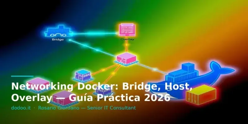 Networking Docker: Bridge, Host, Overlay — Guía Práctica 2026