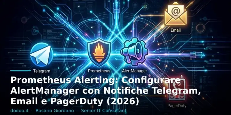 Prometheus Alerting: Configurare AlertManager con Notifiche Telegram, Email e PagerDuty (2026)