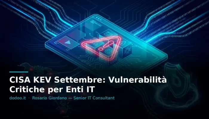 CISA KEV Settembre: Vulnerabilità Critiche per Enti IT