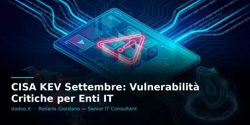 CISA KEV Settembre: Vulnerabilità Critiche per Enti IT