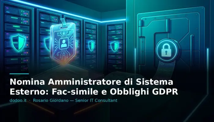Nomina Amministratore di Sistema Esterno: Fac-simile e Obblighi GDPR